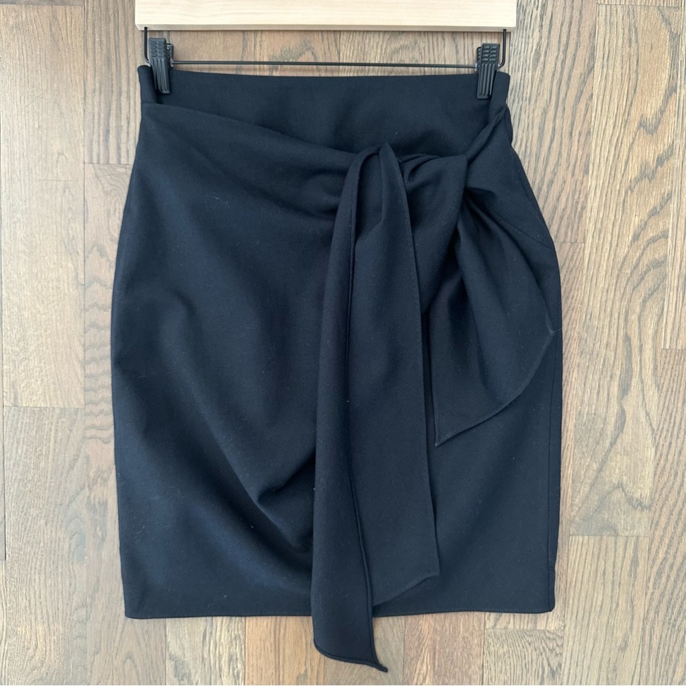 3.1 Phillip Lim Wool Blend Tie Twist Faux Wrap Pencil Skirt in Black Size 6